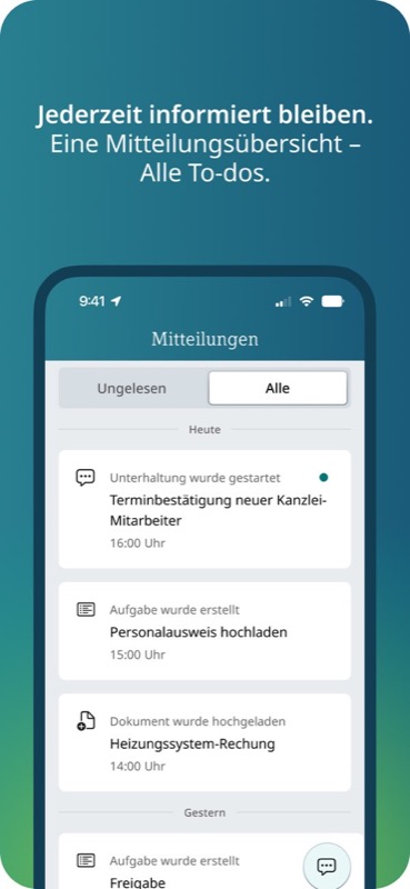 Aufgaben und Mitteilungen in der MyDATEV App