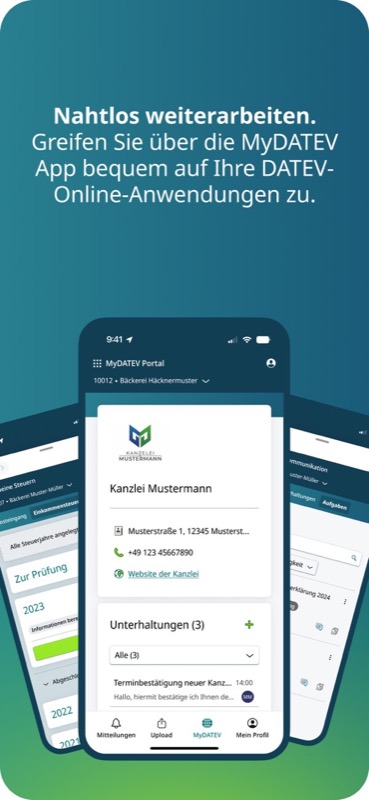 MyDATEV App Startbildschirm mit Kanzlei-Übersicht