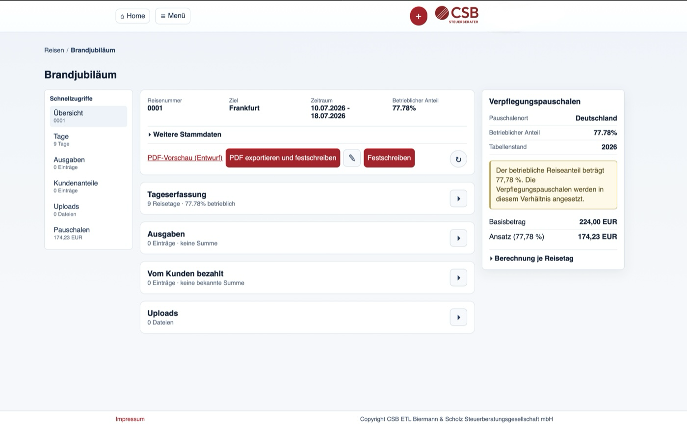 Übersicht einer Reise im digitalen Reisetagebuch